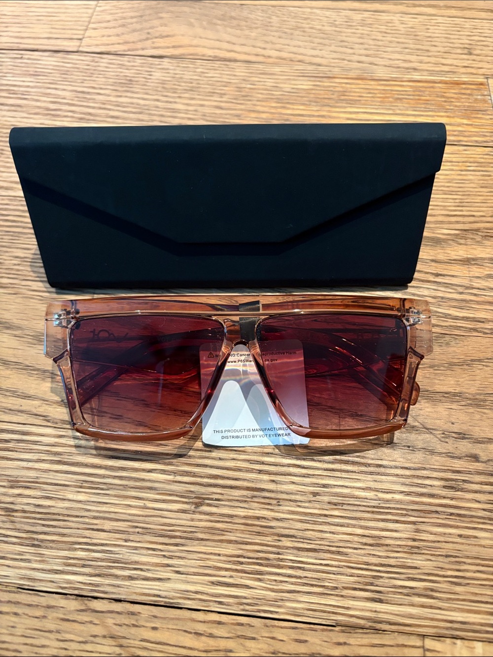 VOT Oversized Square Gradient Sunglasses - Amber/Burgundy